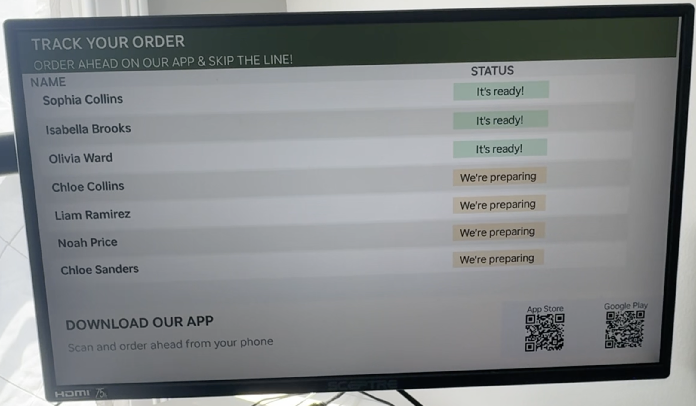 Roku Order Display Board Preview